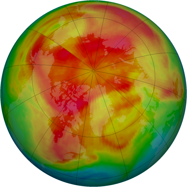 Arctic ozone map for 20 March 1988